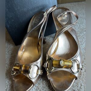 Designer Gucci Bamboo Horsebit Heels Preloves Sz 38